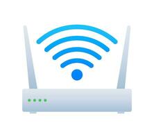 Network Router 3D WiFi Router. Internet service wireless router. Vector stock illustration.