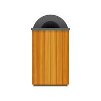 Trash can in park icon. Waste bin on white background. Vector stock illustration.
