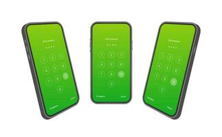 Screen lock authentication password smartphone background template. Illustration of phone ID recognition screenlock password or lockscreen passcode numbers display. vector