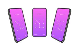 pantalla bloquear autenticación contraseña teléfono inteligente antecedentes modelo. ilustración de teléfono carné de identidad reconocimiento bloqueo de pantalla contraseña o bloquear pantalla contraseña números mostrar. vector