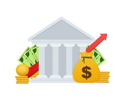 Bank deposit and investment. Financial investment. Keep and accumulate cash savings. Vector stock illustration.