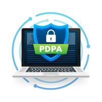 Personal data protection act - PDPA. Secure data. Shield icon. Vector stock illustration.