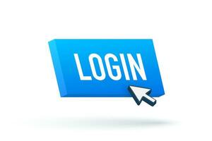 Blue login button. Cursor icon. Arrow icon. Web banner. Web template 4k vector