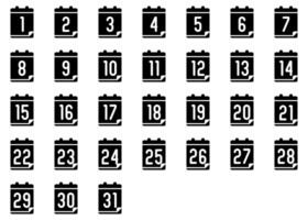 Calendar date icons vector in glyph style, for business, education, event and office use.