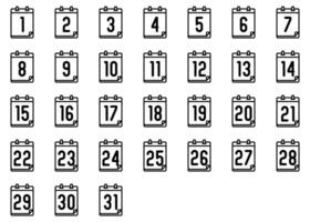 Calendar date icons vector in line style, for business, education, event and office use.