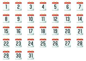 Calendar date icons vector in flat style, for business, education, event and office use.