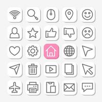 Essentials icons in line style for user interface, mobile and website design. Including wifi, star, rating, love, home, and others. vector