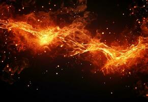 Ai generative Fire Particles On Hot Black Background realistic image, ultra hd, high design very detailed photo