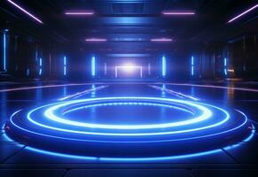 Ai Generative Neon illuminated futuristic backdrop realistic image, ultra hd, high design very detailed photo