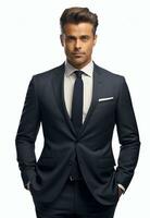 Ai generative Business man in a suit white transparent background photo