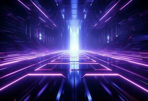 Ai Generative Neon illuminated futuristic backdrop realistic image, ultra hd, high design very detailed photo