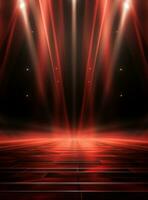 Ai generative Backdrop With Illumination Of Red Spotlights For Flyers realistic image ultra hd high design photo