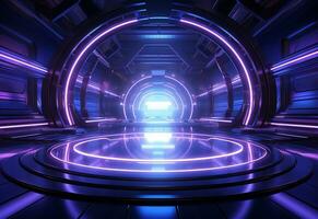 Ai Generative Neon illuminated futuristic backdrop realistic image, ultra hd, high design very detailed photo