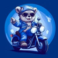 cute bear riding motorbike photo