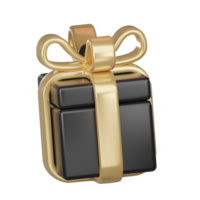 3d framställa svart gåva lådor med guld band rosett png