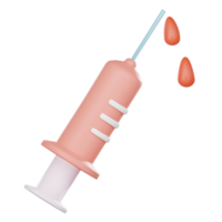 3D illustration of surreal syringe and blood drop png