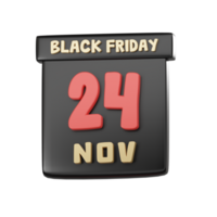 3D render black Friday calendar png