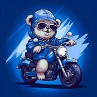 cute bear riding motorbike photo