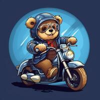 cute bear riding motorbike photo