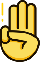 tre finger honnör ikon emoji klistermärke png