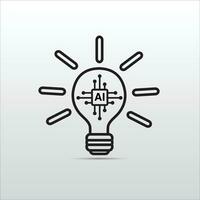 Artificial intelligence AI processor chip and light bulb icon. illustration concept of getting innovation ideas using artificial intelligence vector