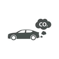 Car icon with CO2 symbol. Car exhaust icon vector