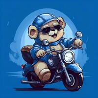 cute bear riding motorbike photo