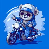 cute bear riding motorbike photo