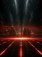 Ai generative Backdrop With Illumination Of Red Spotlights For Flyers realistic image ultra hd high design photo