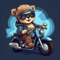 cute bear riding motorbike photo