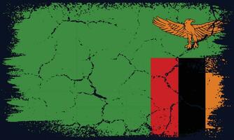 Free Vector Flat Design Grunge Zambia Flag Background