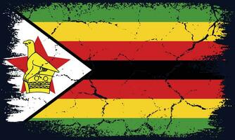 Free Vector Flat Design Grunge Zimbabwe Flag Background