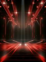 Ai generative Backdrop With Illumination Of Red Spotlights For Flyers realistic image ultra hd high design photo