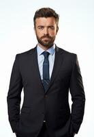 Ai generative Business man in a suit white transparent background photo