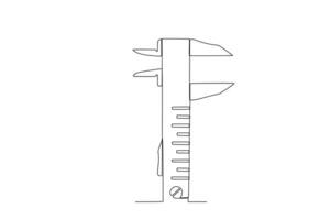 One continuous line drawing of an varnier calipers. One line concept graphic design vector illustration of building construction tools