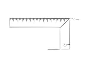 One continuous line drawing of an ruler. One line concept graphic design vector illustration of building construction tools