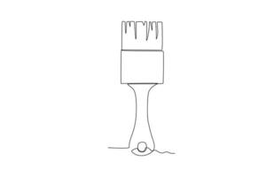 One continuous line drawing of an paint brush. One line concept graphic design vector illustration of building construction tools