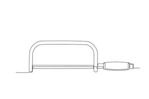 One continuous line drawing of an hecksaw. One line concept graphic design vector illustration of building construction tools