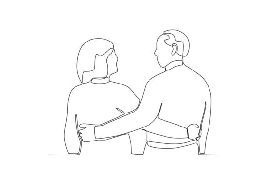 soltero continuo línea dibujo un par de abuelos quien amor cada otro vector