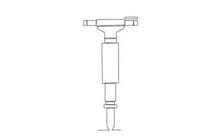 One continuous line drawing of an drilling machine. One line concept graphic design vector illustration of building construction tools