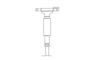 uno continuo línea dibujo de un perforación máquina. uno línea concepto gráfico diseño vector ilustración de edificio construcción herramientas