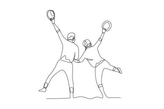 soltero continuo línea dibujo de contento abuelos Pareja vector