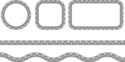 black white african border frame set vector