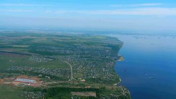 The aircraft descending before landing airport of Kazan, Volga river, Russian Federation. video