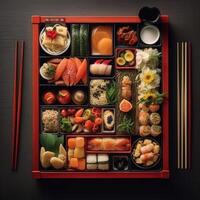 hyper realistic quality of bento box AI Generated photo