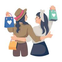 Trendy Friends Shopping vector