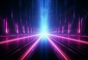 Ai Generative Neon illuminated futuristic backdrop realistic image, ultra hd, high design very detailed photo
