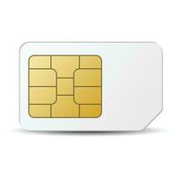 Prepaid And Postpaid SIM Card 4G Icon, Glossy And Shiny Realistic Mobile Phone SIM Card Vector, Subscriber Identity Module Design In 3D Style Isolated, Nano Chip For Smartphone On White Background vector