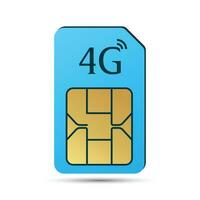 Prepaid And Postpaid SIM Card 4G Icon, Glossy And Shiny Realistic Mobile Phone SIM Card Vector, Subscriber Identity Module Design In 3D Style Isolated, Nano Chip For Smartphone On White Background vector