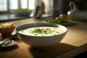 hyper realistic quality of chicken cream soup AI Generated photo